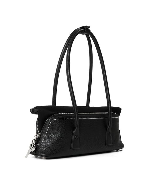 Maison Margiela Black Genuine Leather Baguette Underarm Bag
