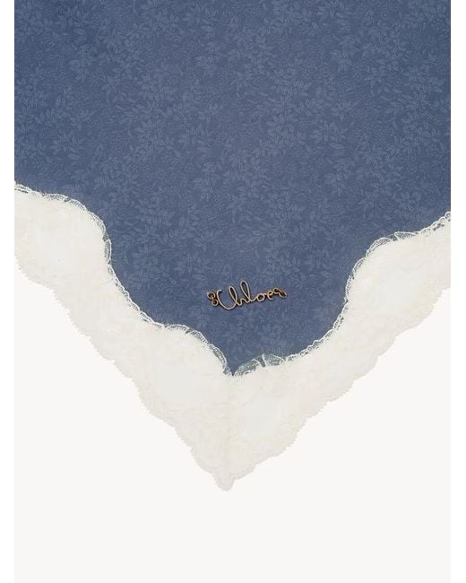 Chloé Purple Scalloped-Edge Silk Scarf