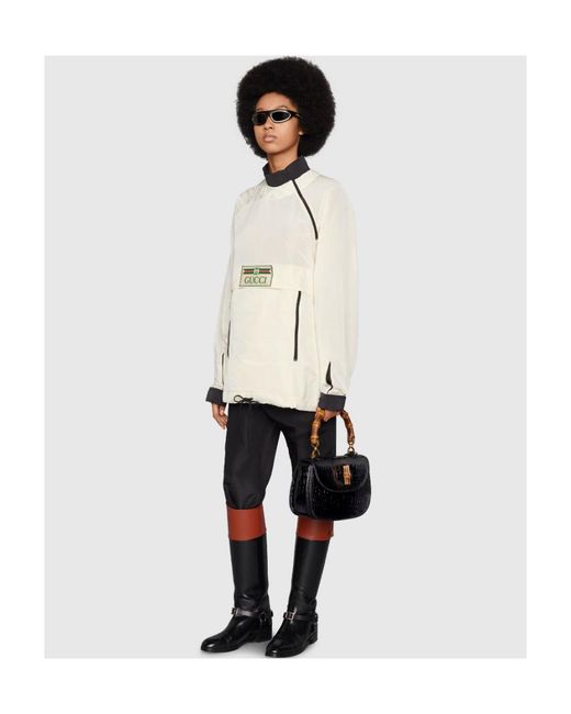 Gucci White Logo Patch Nylon Sweatshirt