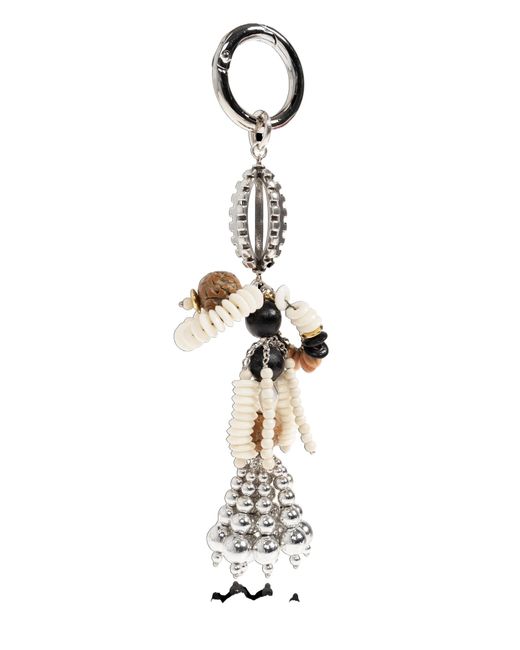 Isabel Marant White Beaded Tassel Keyring