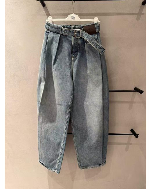 Loewe Blue Pleated Loose Leg Jeans