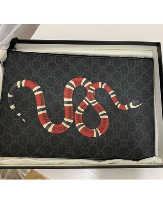 Gucci Black Gg Pouch With Kingsnake for men