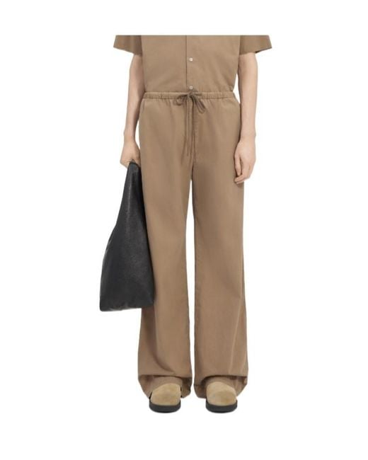 MM6 by Maison Margiela Natural Drawstring Washed Cotton Trousers for men