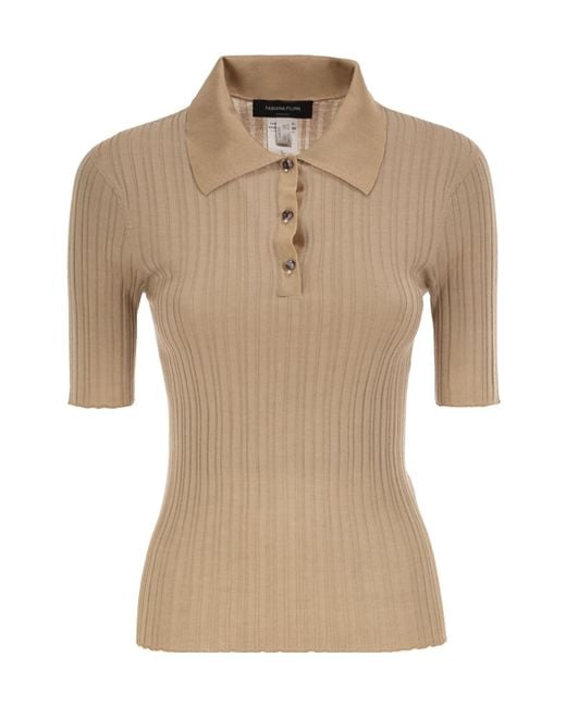 Fabiana Filippi Natural Short-Sleeved Polo Shirt