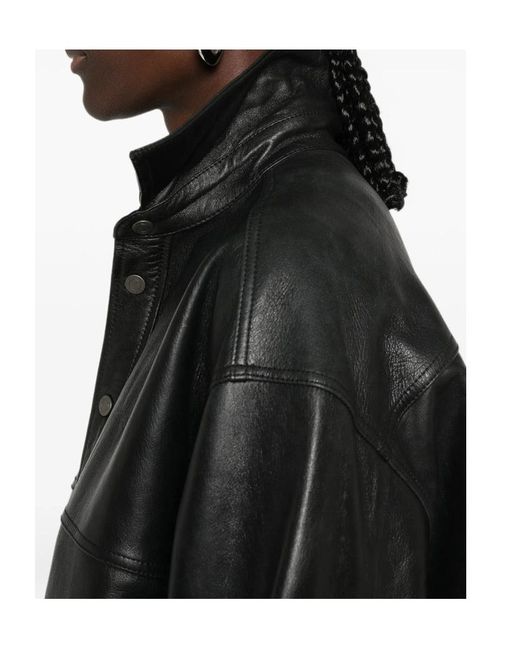 Haikure Gray Long-Sleeve Shirt-Style Leather Jacket