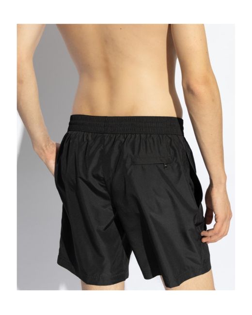 Dolce & Gabbana Black Logo Plaque Elastic Waist Swim Shorts for men