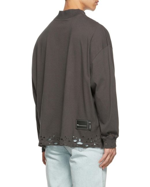 we11done Black Distressed-Hem Sweatshirt for men