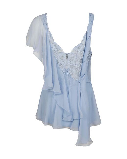 Alberta Ferretti Blue Pleated Blouse