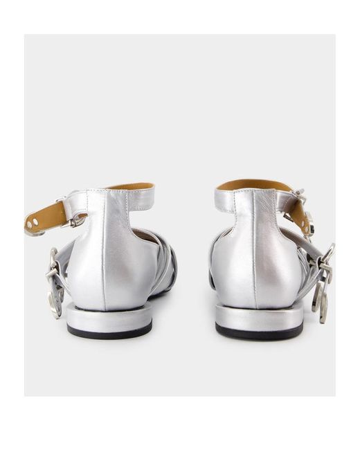 Toga White Cross Strap Ballet Shoes