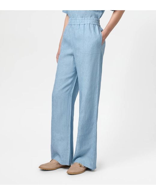 Tod's Blue Elasticated Wide-Leg Trousers