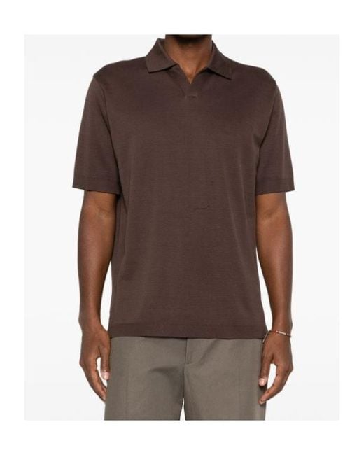 Herno Brown Skipper Open-Neck Polo Shirt for men