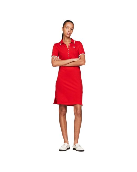 Tommy Hilfiger Women's Red Short-Sleeved Polo Dress