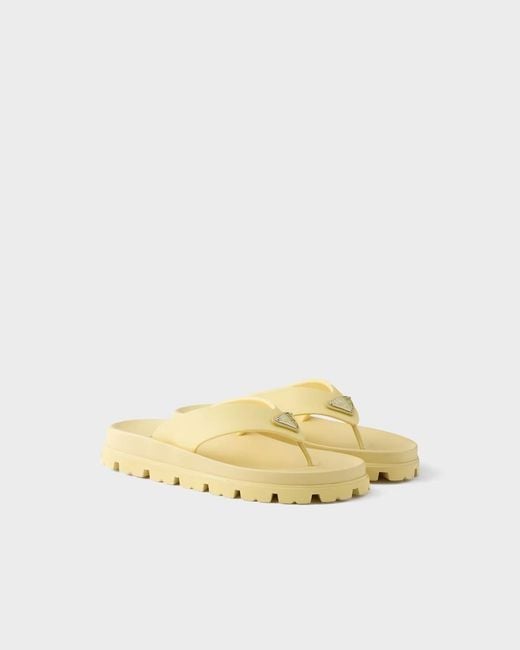 Prada Yellow Rubber Thong Sandals