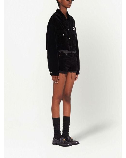 Miu Miu Black Washed Velvet Shorts