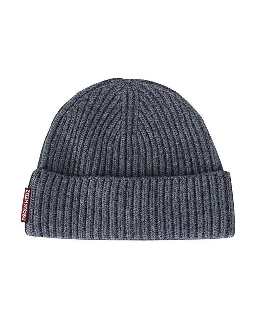 DSquared² White Logo Patch Scarf-Beanie Set for men