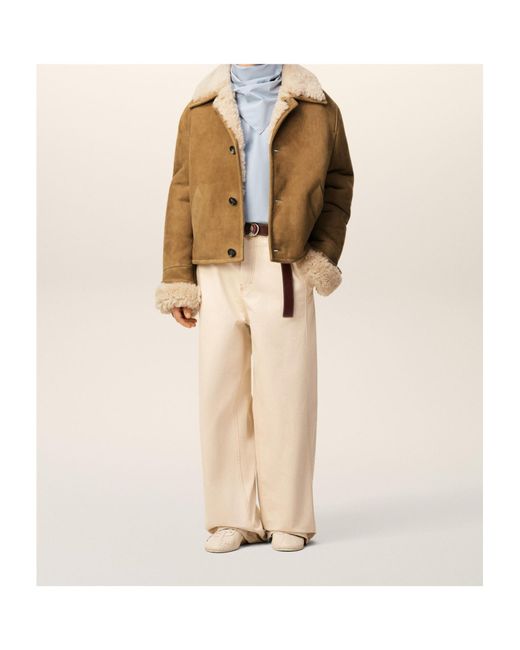 AMI Natural Ami Shearling Buttoned Jacket for men