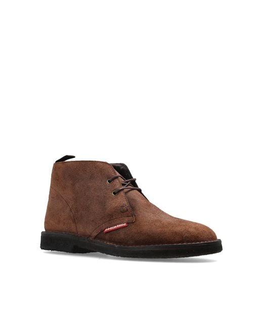 DSquared² Brown Round-Toe Ankle Boots for men