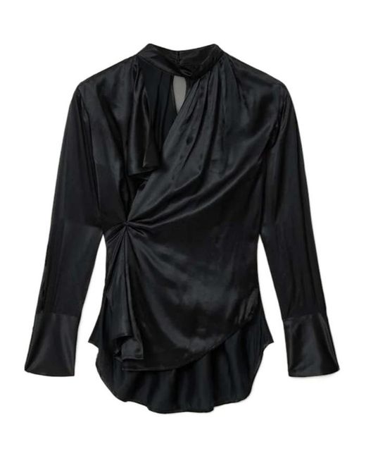 AllSaints Black Pleated Top