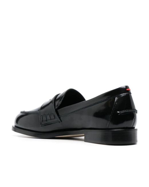 Aeyde Black Penny-Slot Leather Loafers