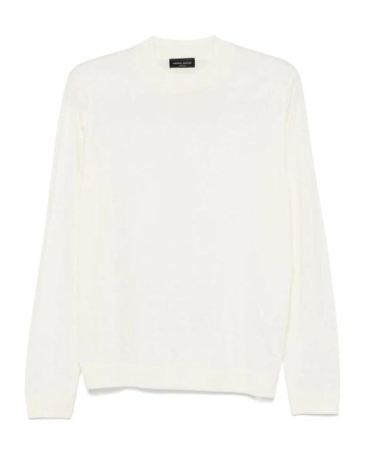 Roberto Collina White Long Sleeve Ribbed Sweater for men