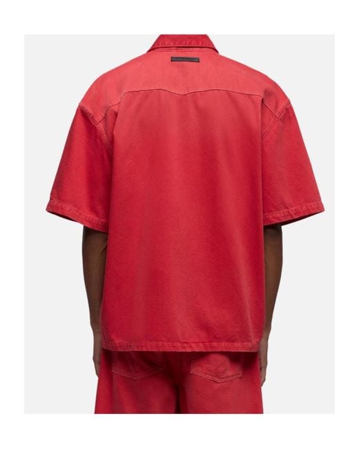 7 For All Mankind Red Logo-Patch Short-Sleeve Overshirt for men