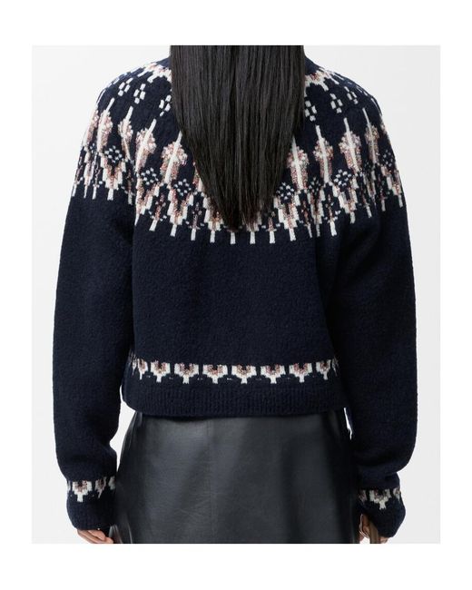 Loewe Blue Fair Isle Pattern Crewneck Jumper