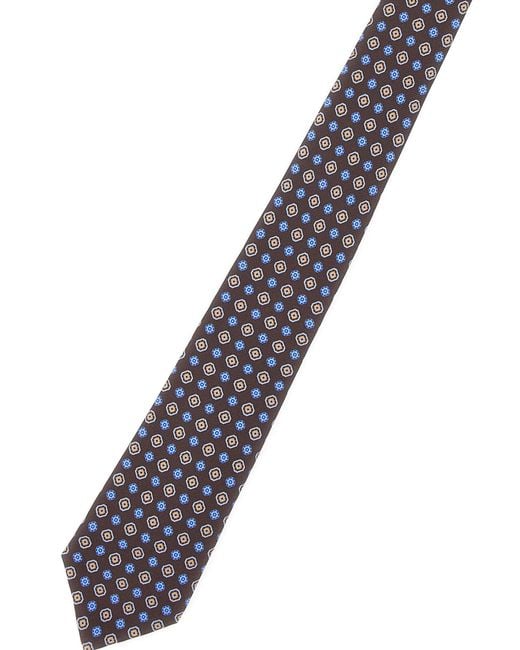 Kiton White Micro Pattern Silk Tie for men