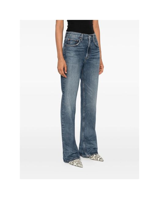Agolde Blue Mid Rise Kick Boot Jeans