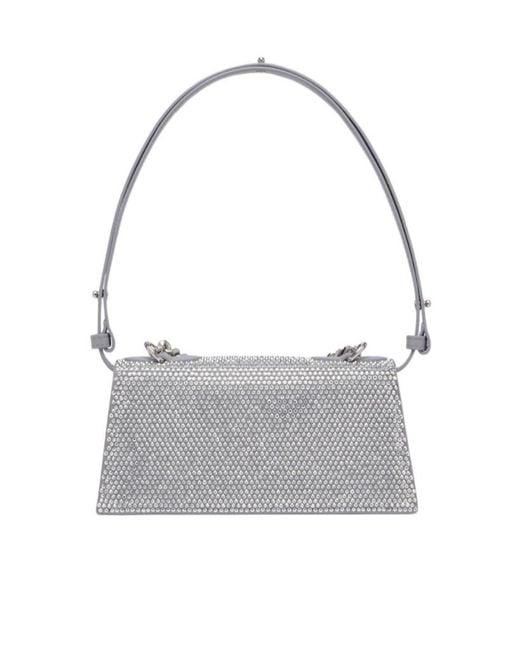 McQueen Gray Jewelled Shoulder Mini