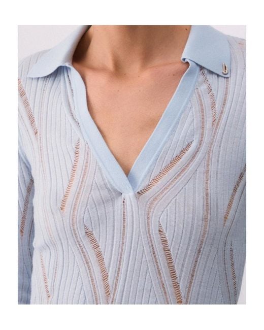 Liu Jo Blue V-Neck Knitted Top