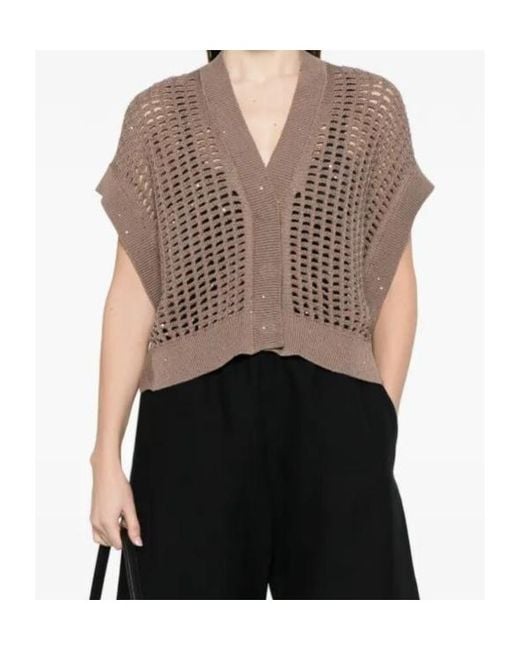 Peserico Brown Cropped Knitted Top