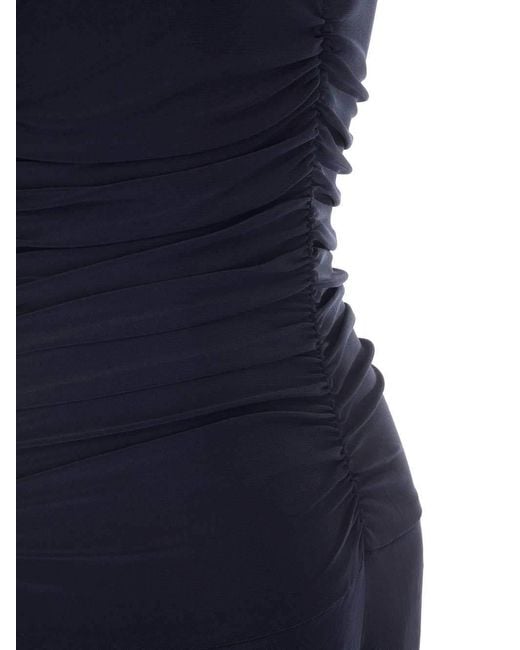 Norma Kamali Blue Sleeveless V-Neck Jumpsuit