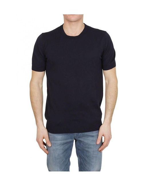 Paolo Pecora Blue Short-Sleeve Knitted Top for men