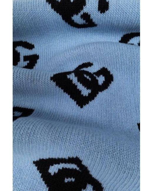 Dolce & Gabbana Blue Dg Logo Intarsia Knitted Scarf