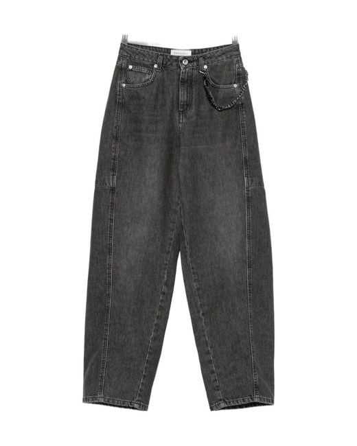 ERMANNO FIRENZE Gray Chain-Detail Denim Trousers