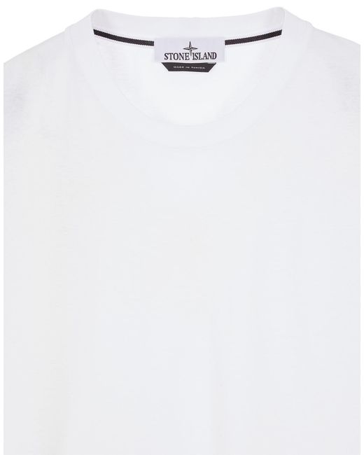 Stone Island White Logo Printed Crewneck T-Shirt for men
