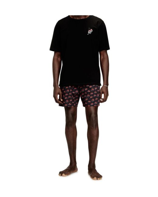 DIESEL Black Cherry Printed Kit James Two Piece Pyjamas for men
