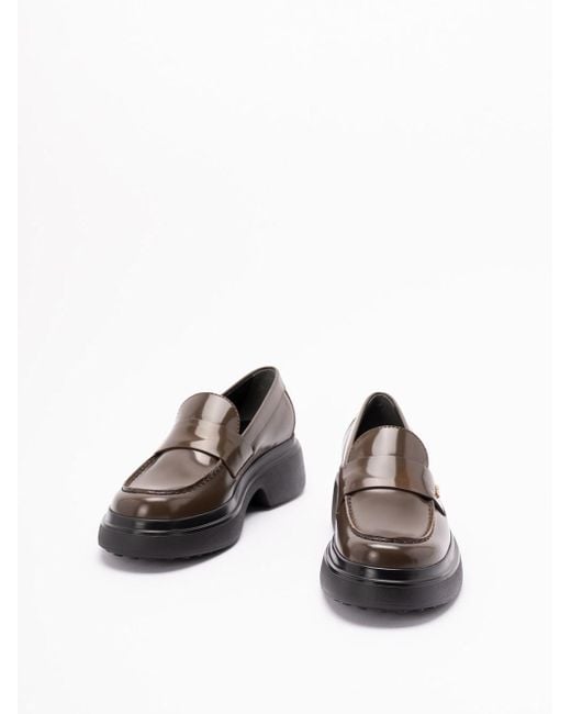 Tod's Black Logo Plaque Slip-On Loafers
