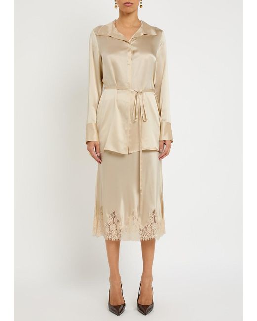 Reformation Natural Camilla Waist-Tie Silk Shirt