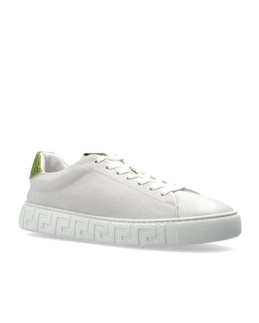 Versace White Greca Lace-Up Sneakers