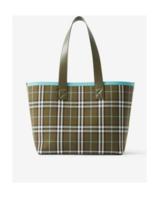 Burberry Green Medium London Vintage Checked Top Handle Bag