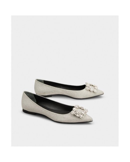 Roger Vivier White Logo Ballet Shoes