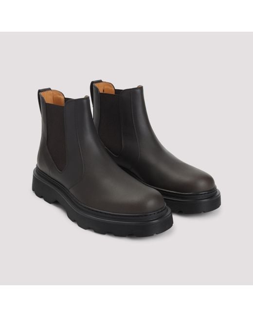 Tod's Black Round Toe Slip-On Ankle Boots for men