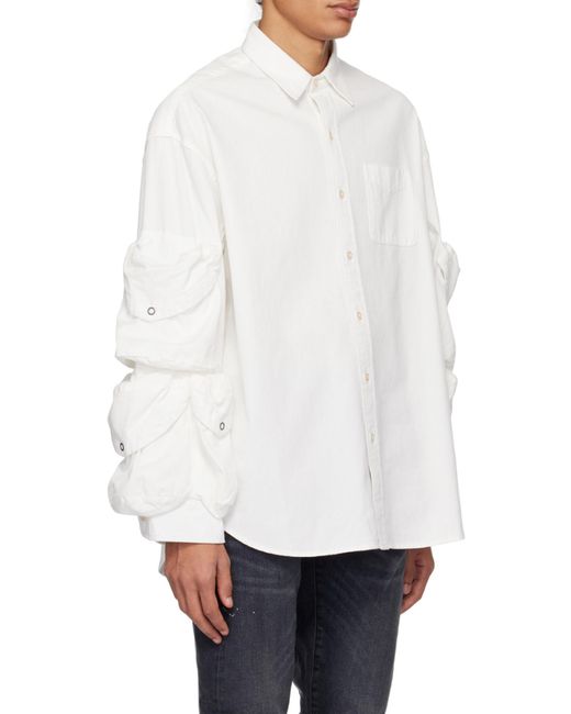 R13 White Cargo Pockets Button-Up Shirt