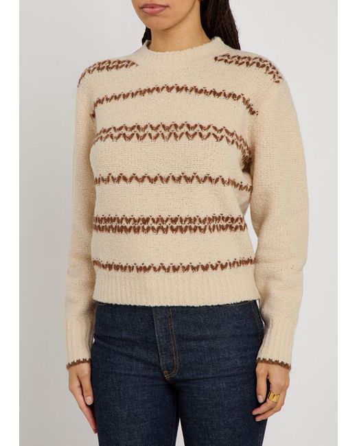 Isabel Marant Natural Roxane Embroidered Wool-Blend Jumper