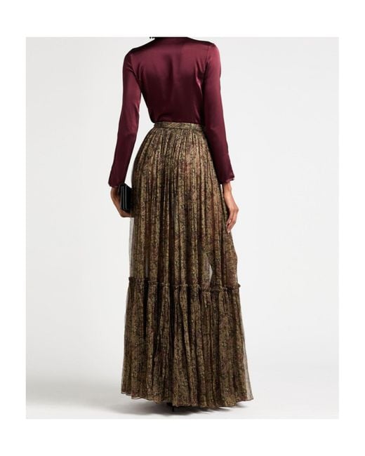 Saint Laurent Natural Printed Print Midi Skirt