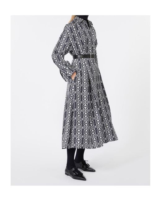 Max Mara Gray Esploso Patterned Long-Sleeve Shirt Dress