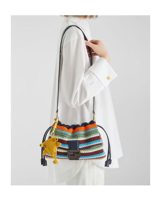 Fendi Multicolor Medium Mamma Baguette Striped Tote Bag