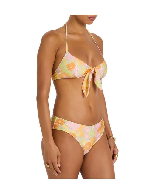 Chloé Metallic Floral Printed Bikini Top