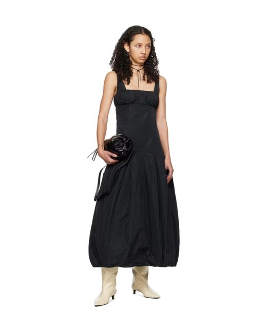 Jil Sander Black Pleated Medium-Length Dress